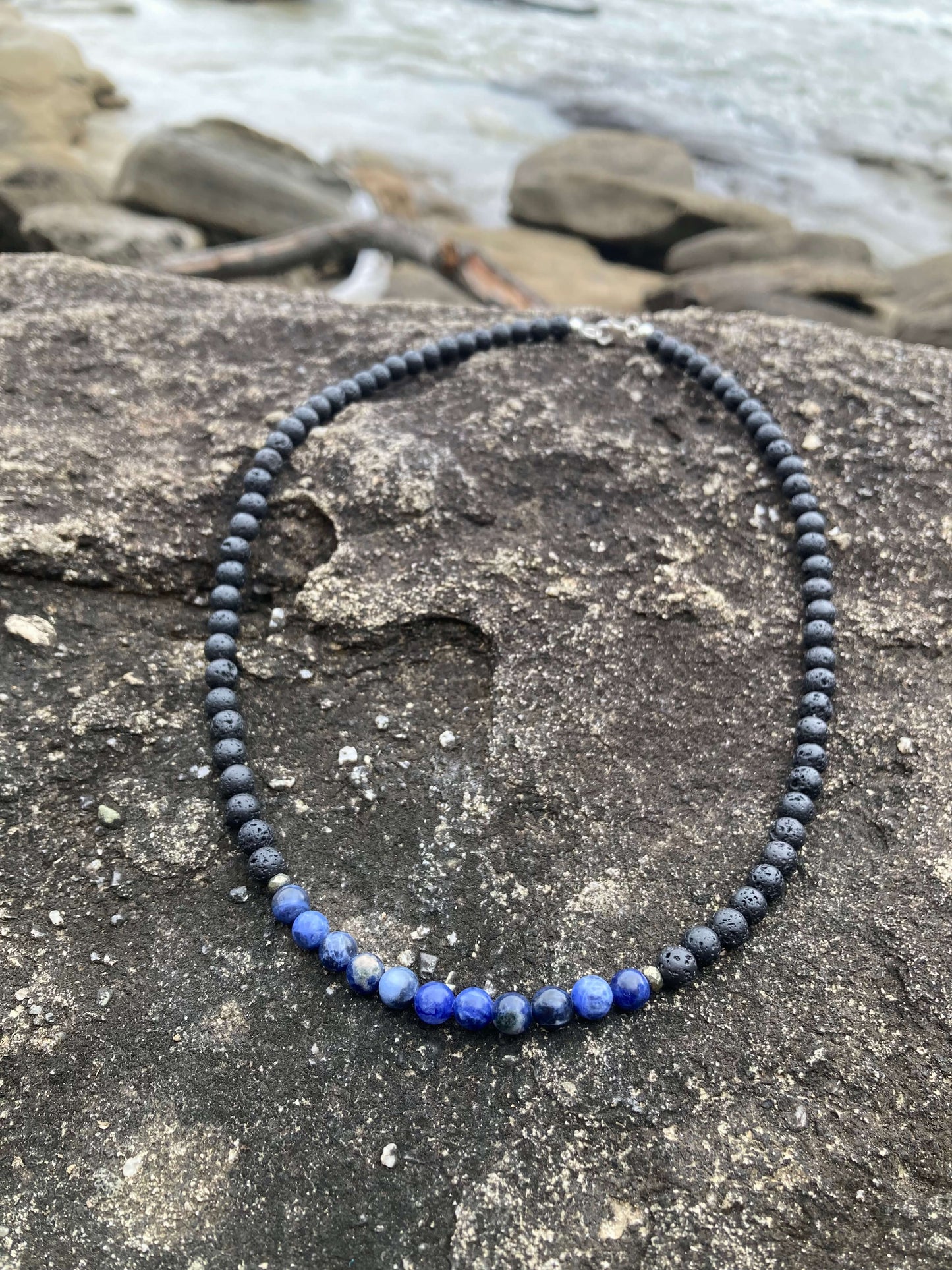 Mens Necklace for Focus with sodalite