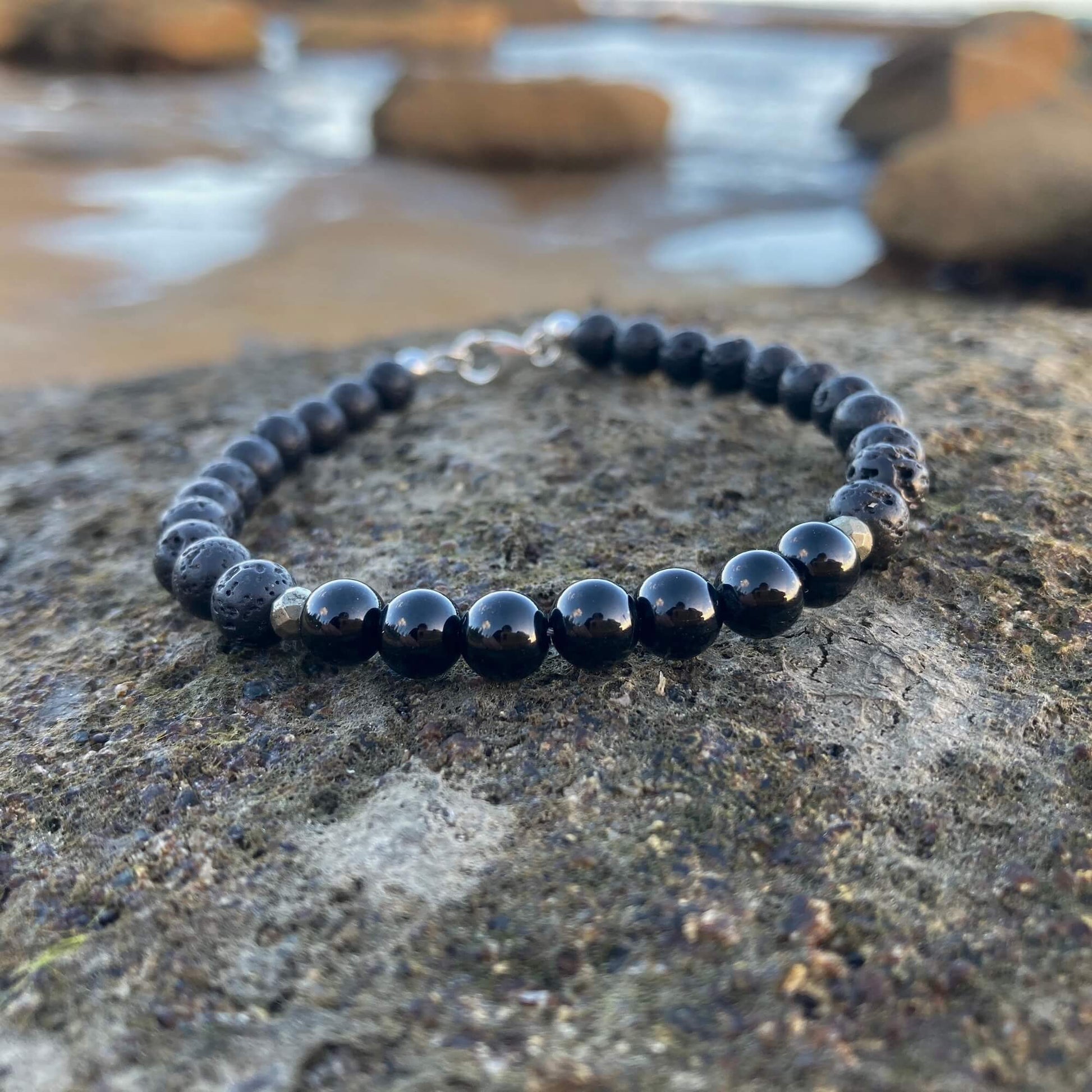 Mens Black Tourmaline Bracelet for healing