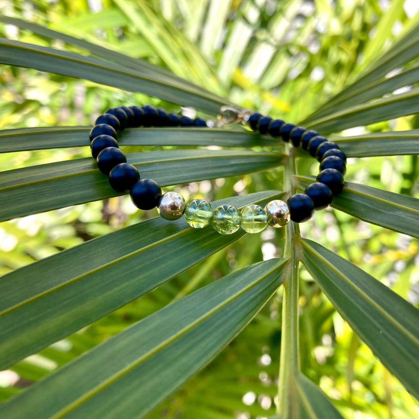 Peridot & Black Onyx - Gold Bracelet