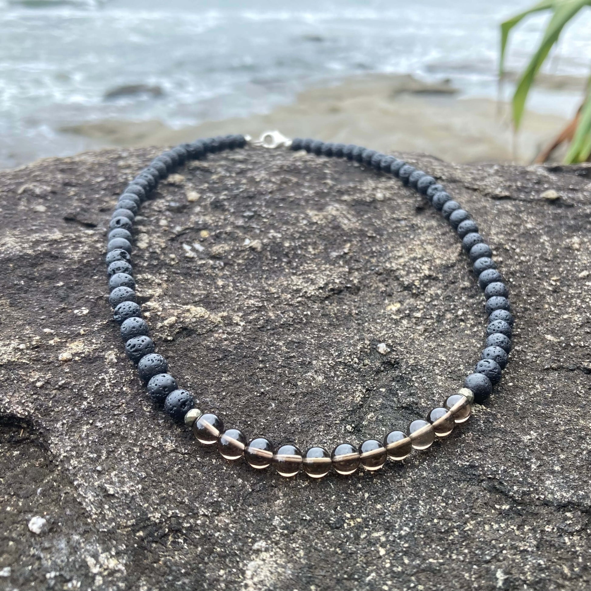 Mens Necklace for self assurance with smoky quartz