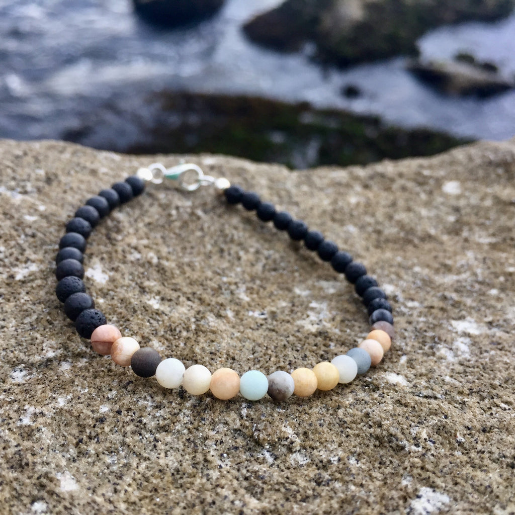 Mens Amazonite & Sunstone diffuser bracelet for positvity & Emotional Balance
