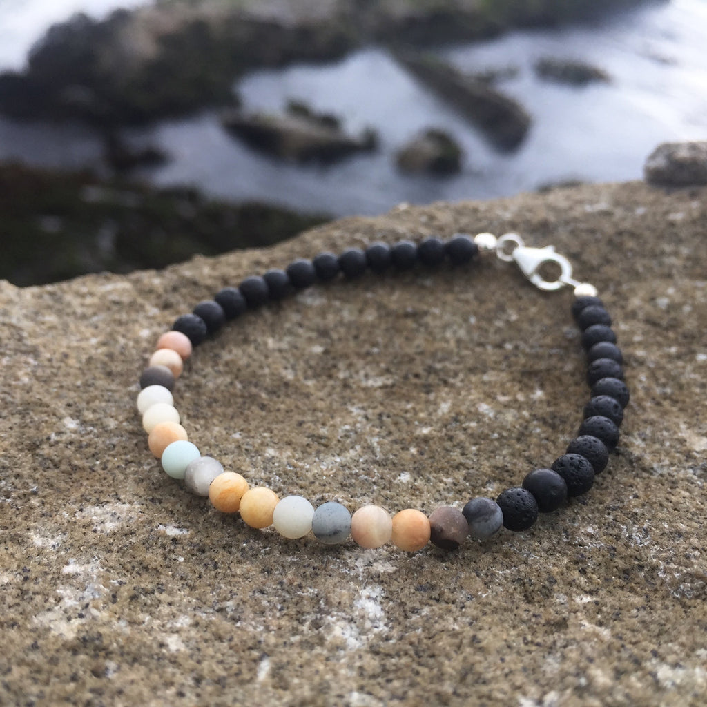 Mens lava stone bracelet for Positivity & Emotional Balance