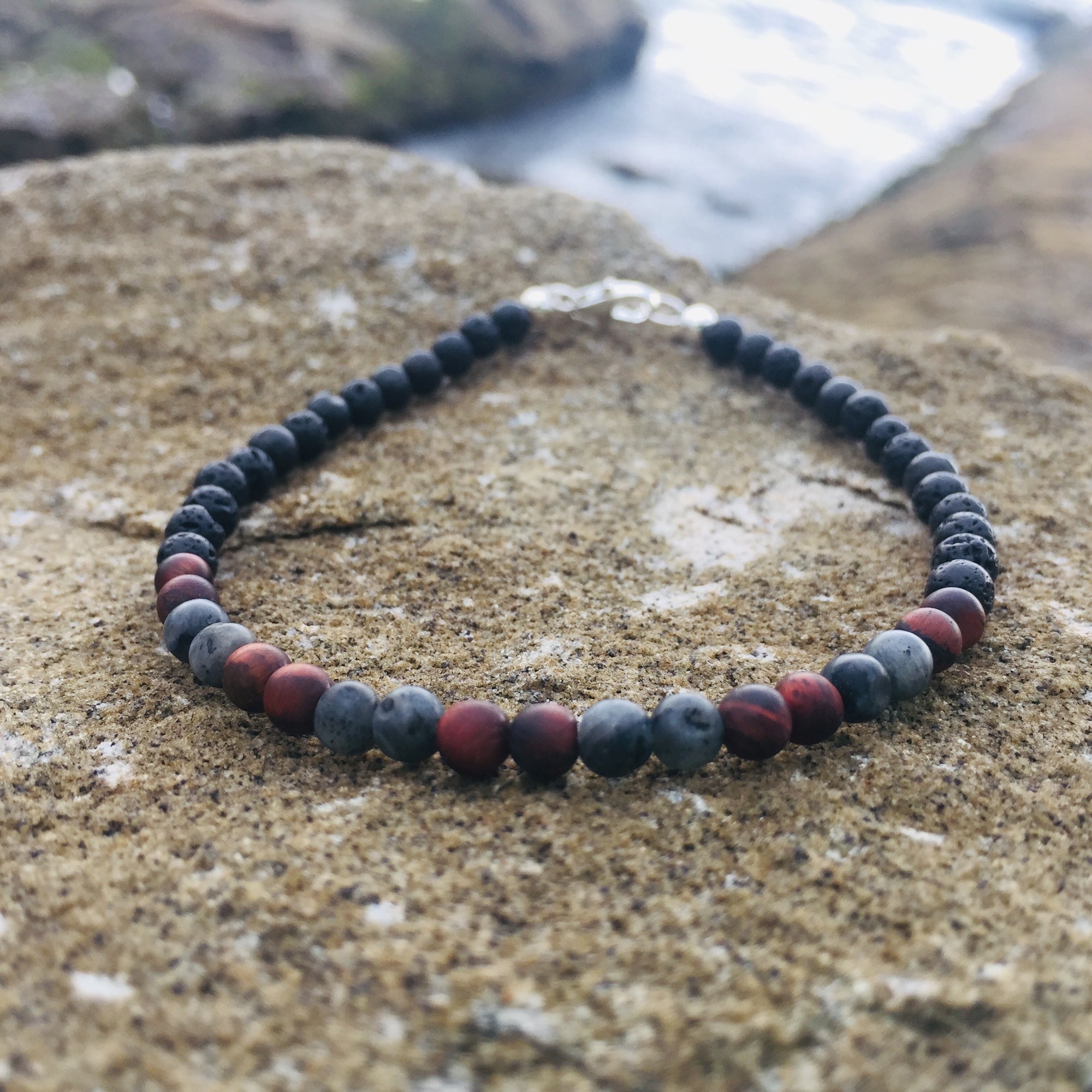 Mens motivation & Confidence lava stone bracelet