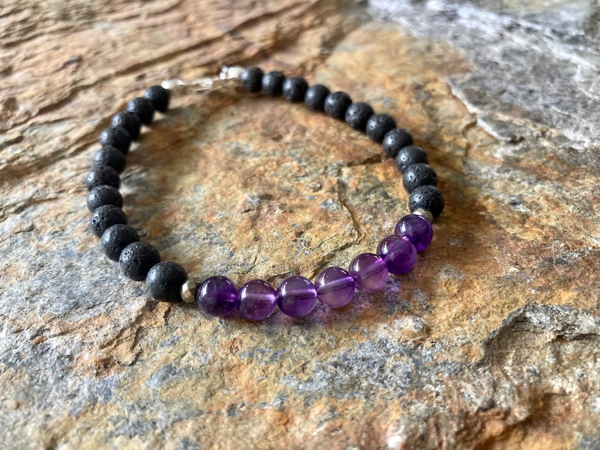 Amethyst Mens Healing Crystal Bracelet for Zen by Mana For Men