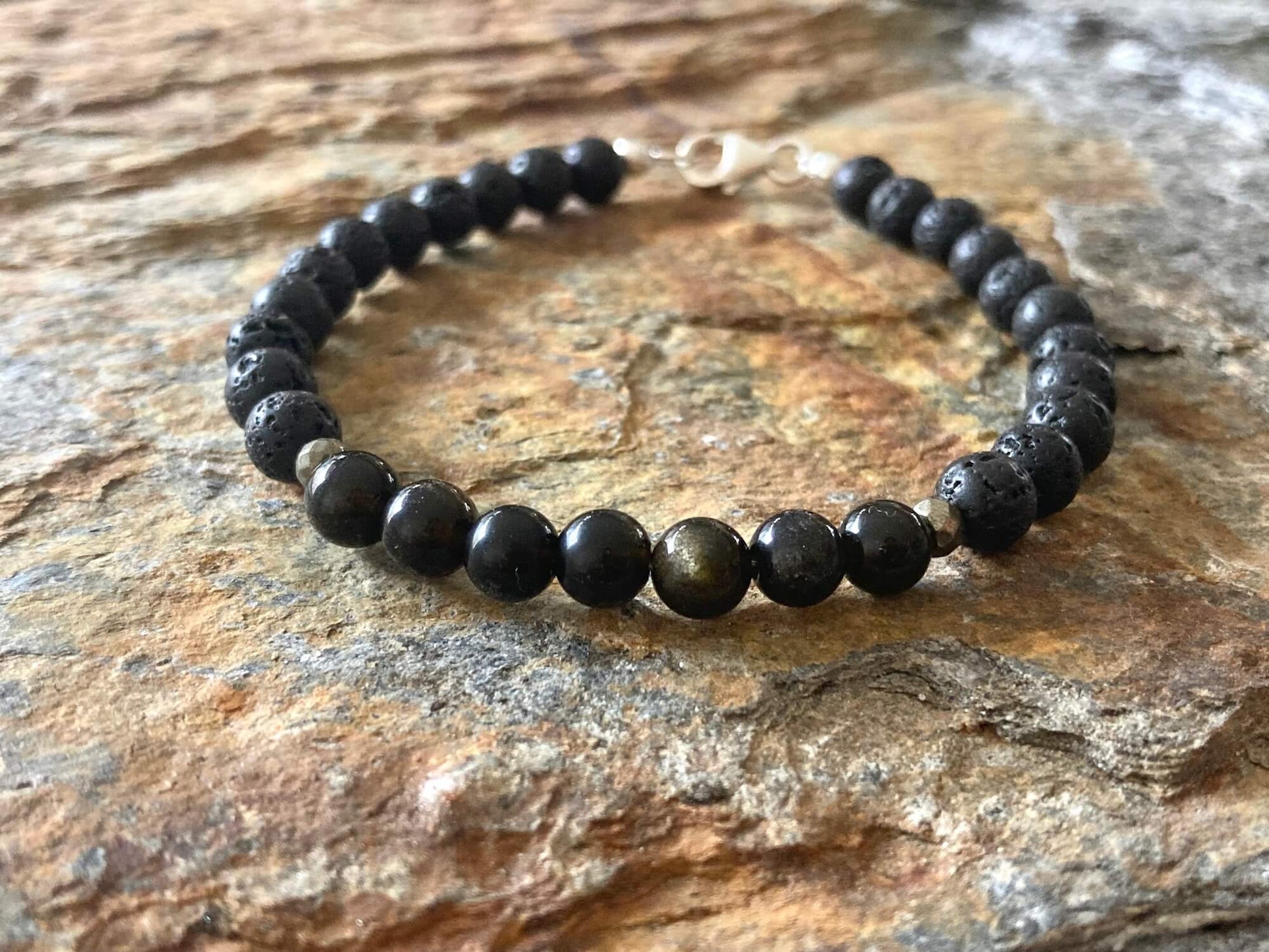 Facing Fears - Golden Obsidian Essential Oil Diffuser Mens Bracelet