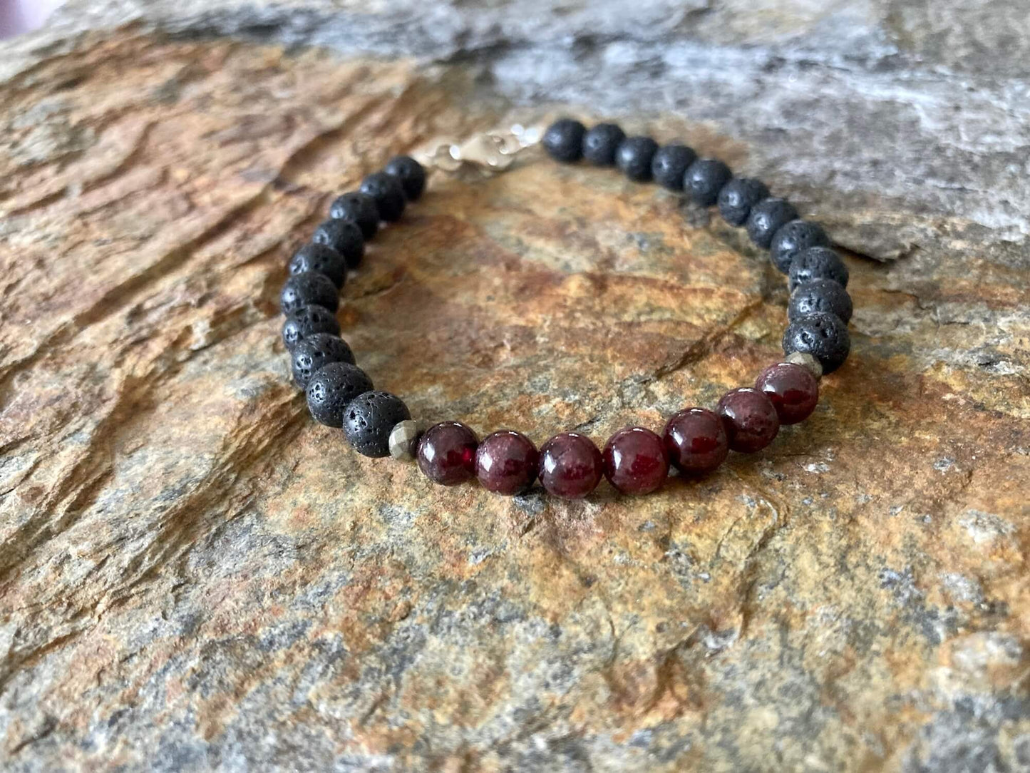 Garnet Mens Healing Crystal Bracelet for Prosperity by Mana for Men