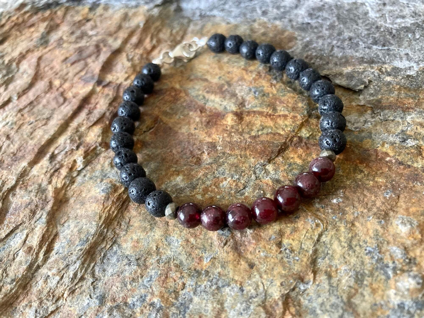 Garnet Mens Oil Diffuser Bracelet Prosperity