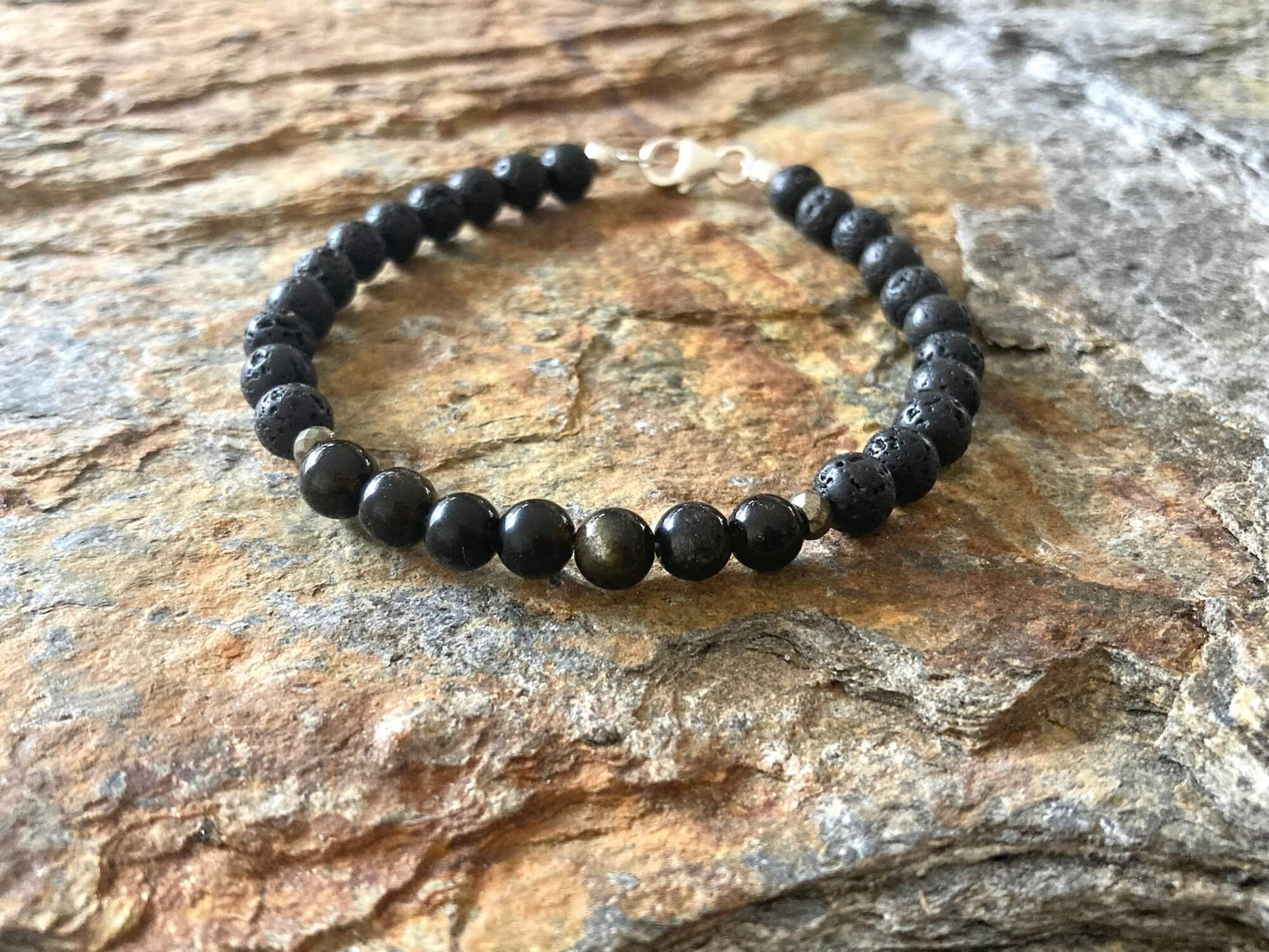 Golden Obsidian Mens Diffuser Bracelet for Facing Fears by Mana for Men