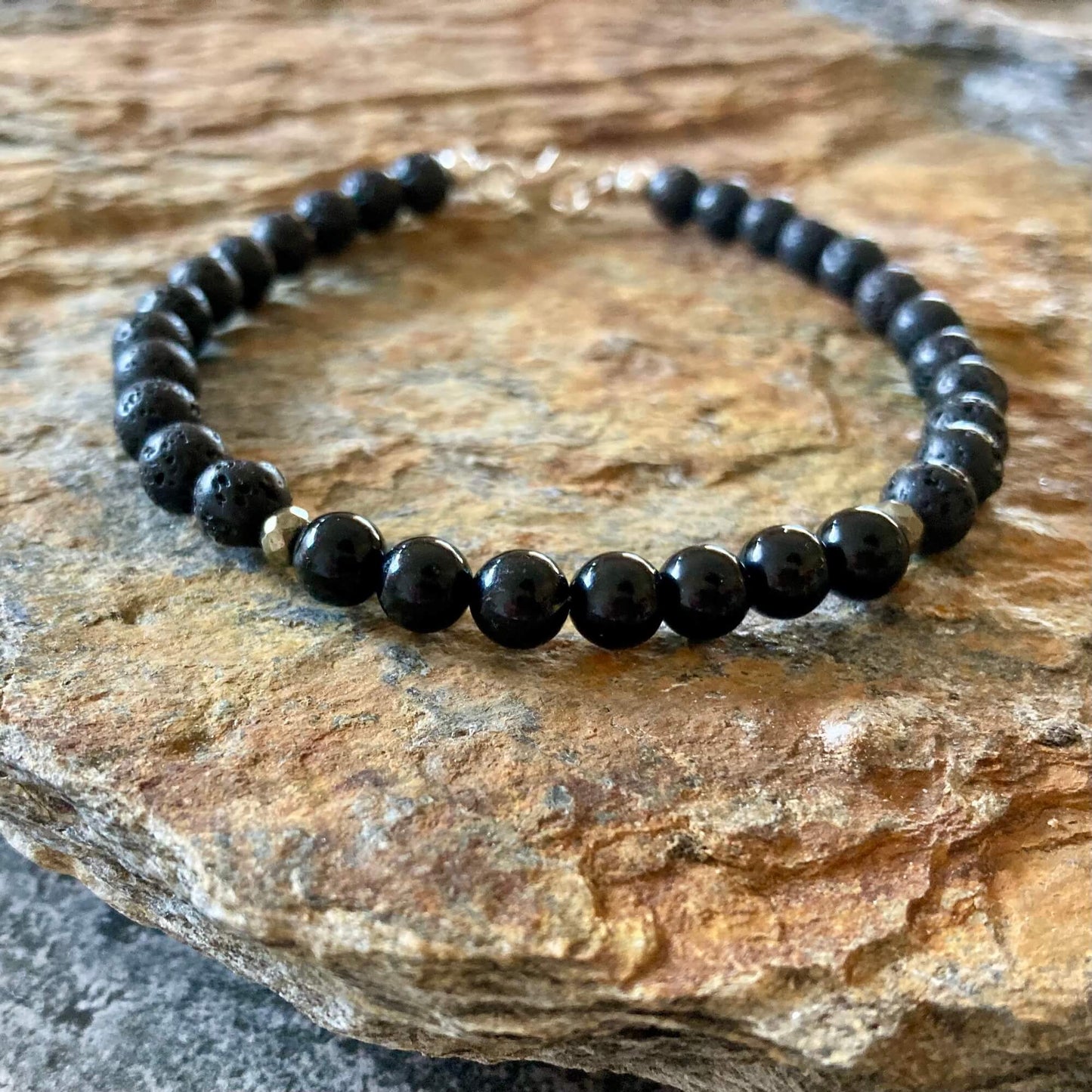 Inner Strength - Black Tourmaline Mens Healing Crystal Bracelet