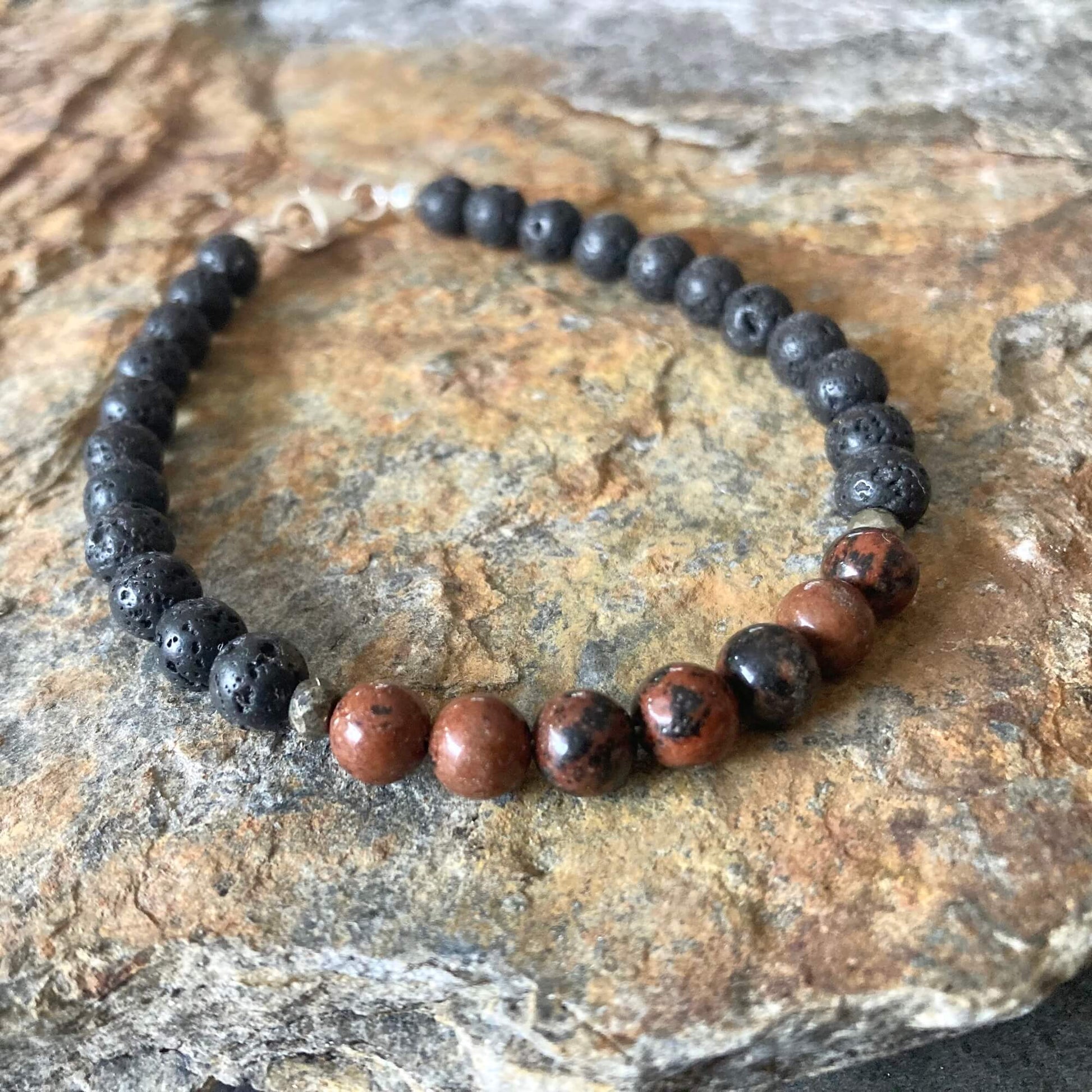 Self-Acceptance - Red Obsidian Mens Healing Crystal Bracelet by Mana For Men