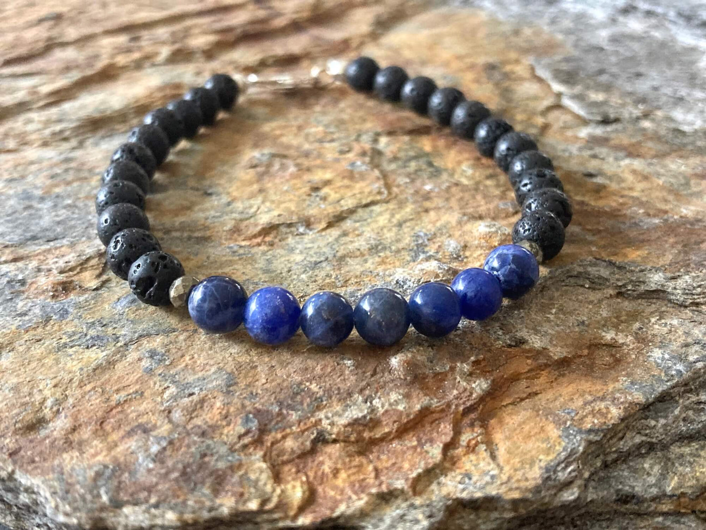 Sodalite Mens Diffuser Bracelet for Focus