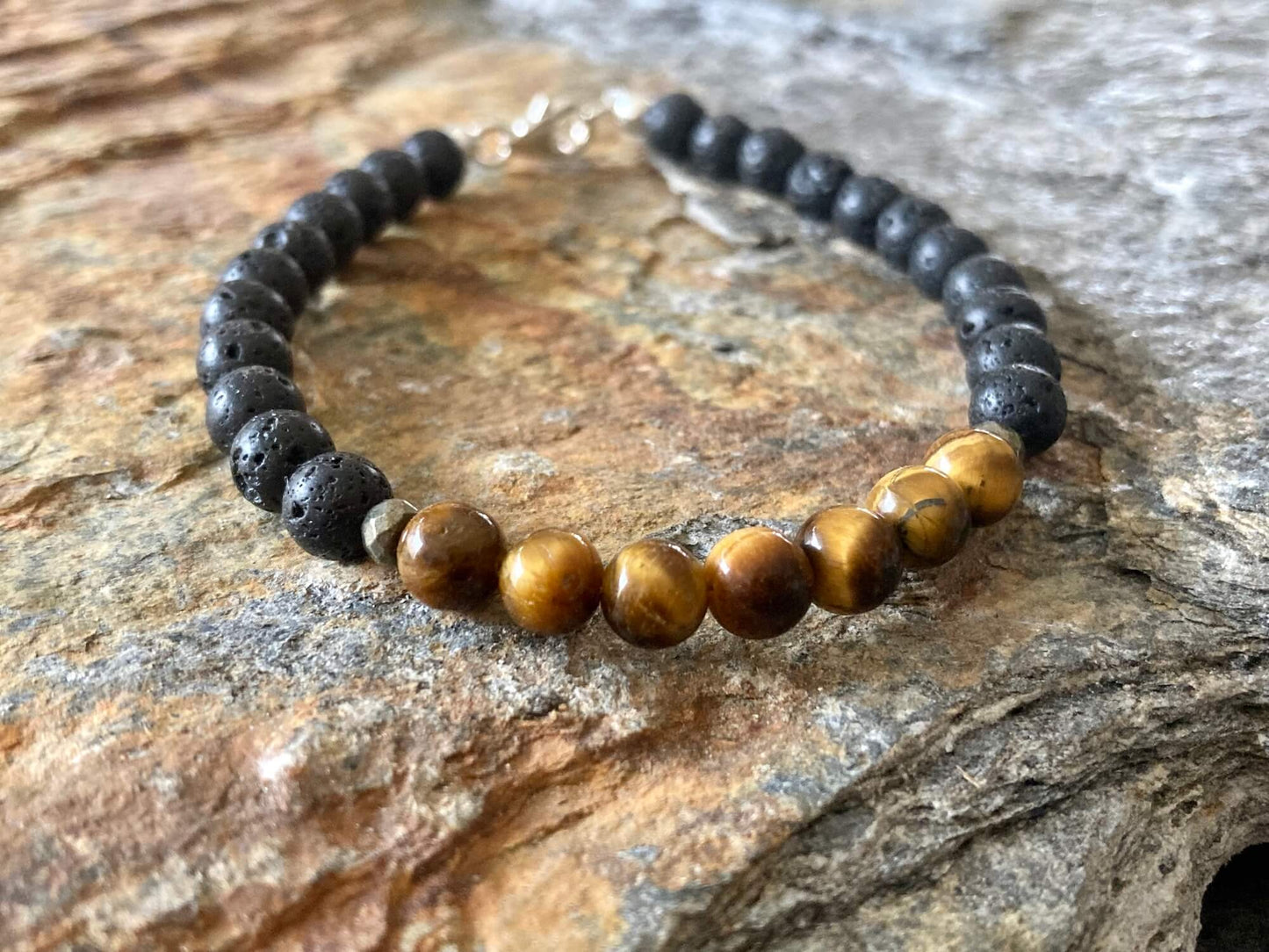 Tiger's Eye Mens Diffuser Bracelet for Protection